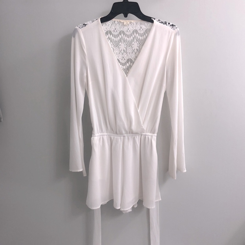 White Lace Back Romper